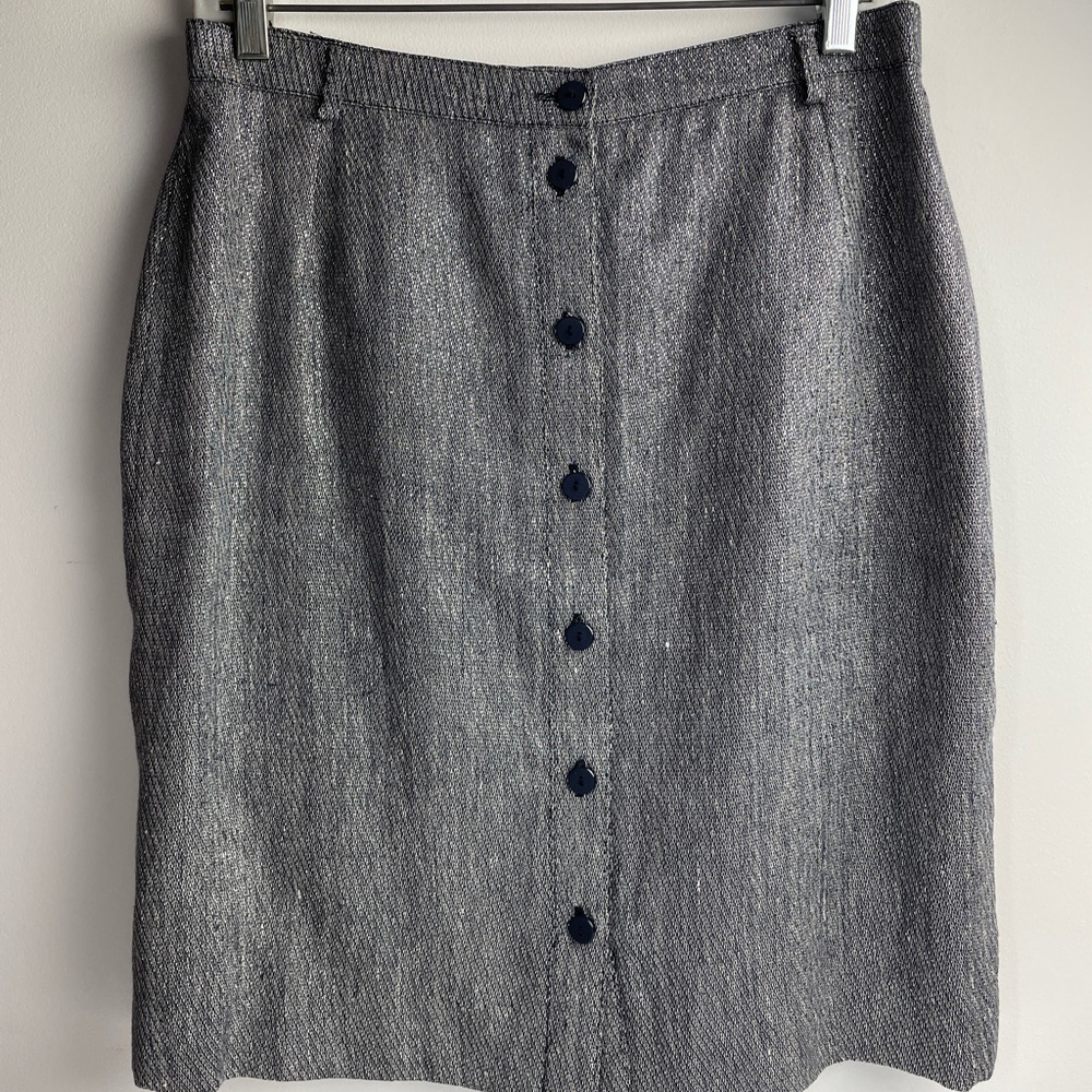 ESCADA -Navy/Silver button down Skirt